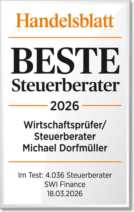 Handelsblatt – Beste Steuerberater 2026: Wirtschaftsprüfer/Steuerberater Michael Dorfmüller (SWI Finance)
